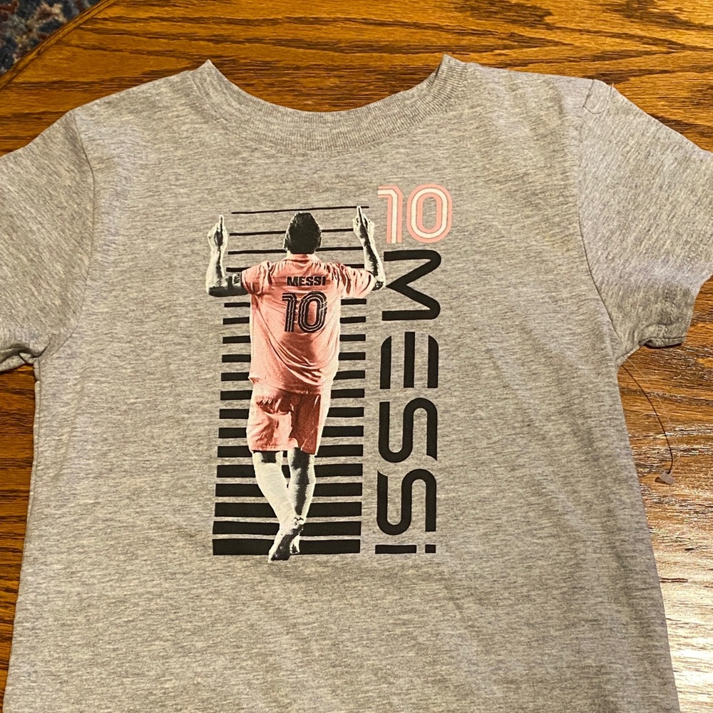 Kids Graphic Tee with Messi Design - Gray/White 2 Tees